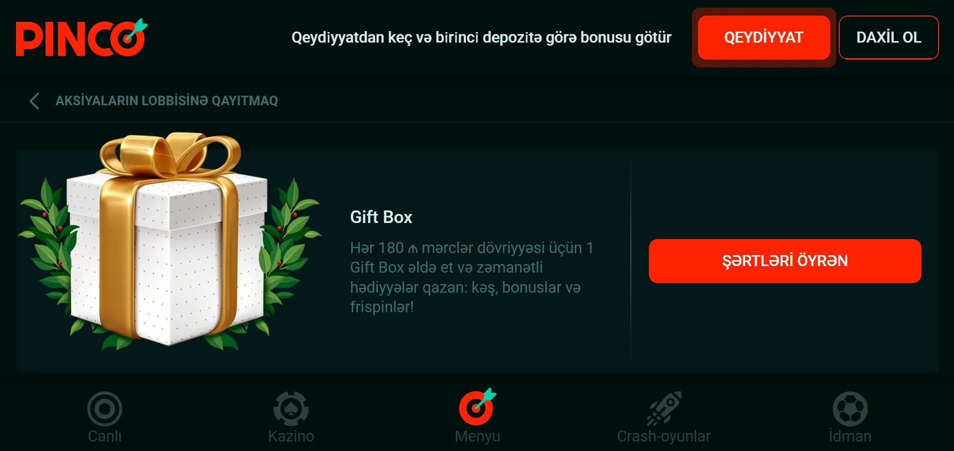 Aktiv istifadəçilər üçün gündəlik kampaniyalar Pinco Casino: bonuslar və promosyonlar Aktiv istifadəçilər üçün gündəlik kampaniyalar Pinco Casino