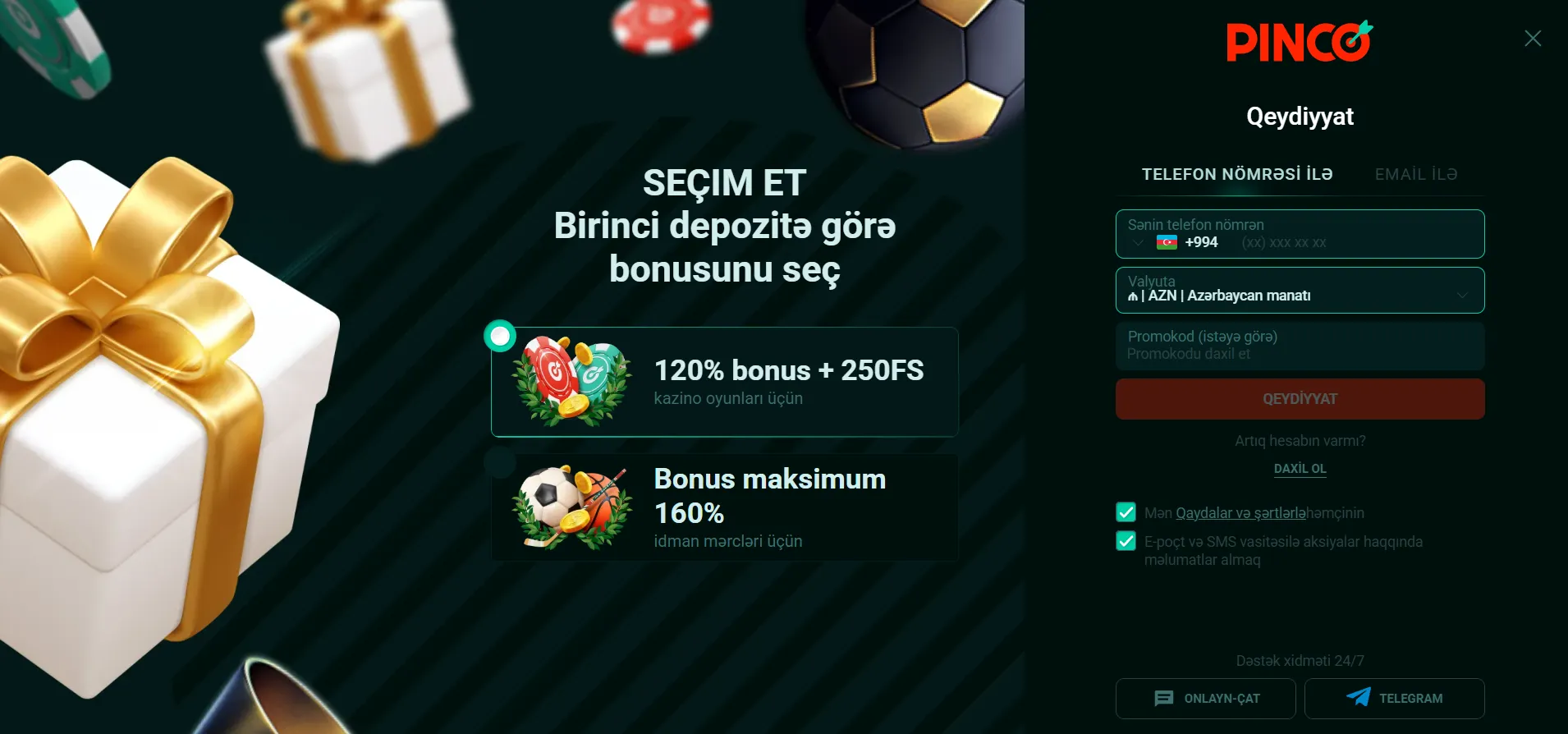 Qeydiyyat prosesi və şəxsi hesaba giriş Pinco AZ saytında: Pinco Casino hesab açma və doğrulama Qeydiyyat prosesi və şəxsi hesaba giriş Pinco AZ saytında
